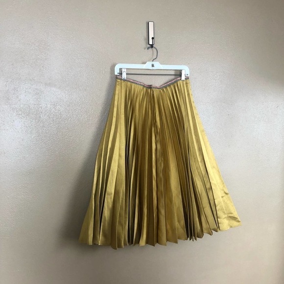 Leur Logette Gold Grecian Style Midi Skirt Size 3 - Picture 5 of 8